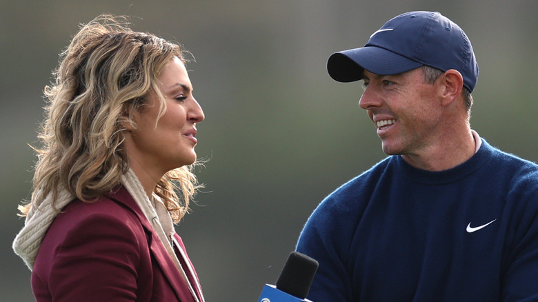 Rory McIlroy being interviewed by Amanda Balionis