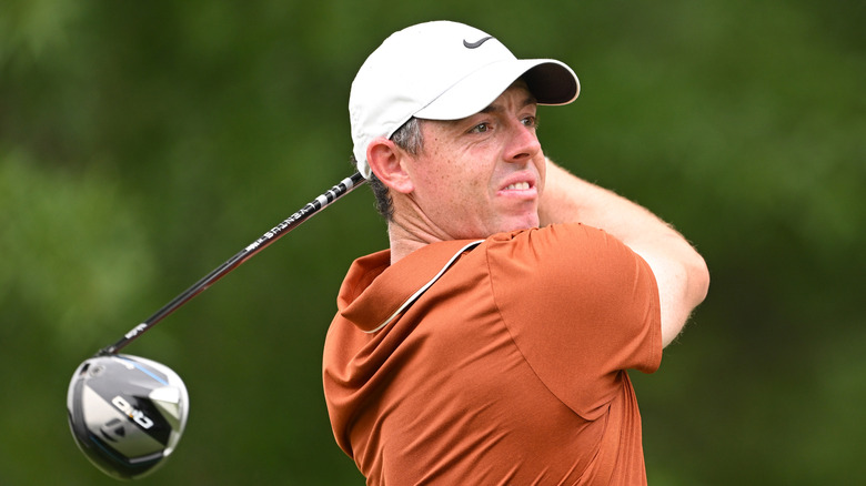 Rory McIlroy swinging a golf club