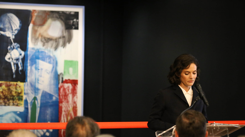 Rose Kennedy Schlossberg presenting at an art event at the Kennedy Center