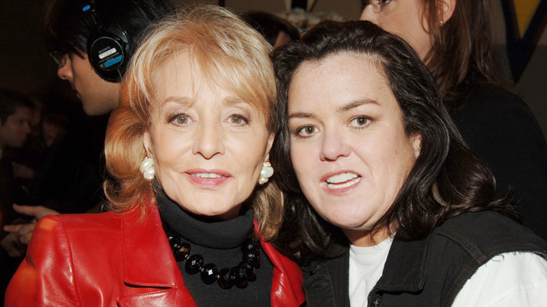 Barbara Walters and Rosie O'Donnell posing