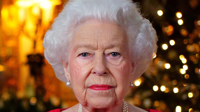 Queen Elizabeth posing at the 2021 Christmas Speech