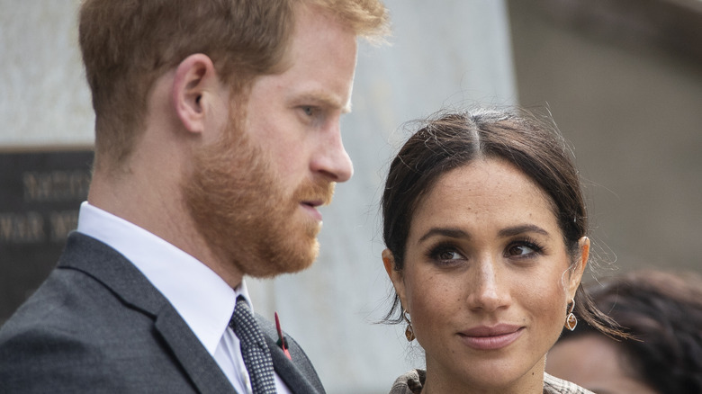 Meghan Markle looking up at Prince Harry