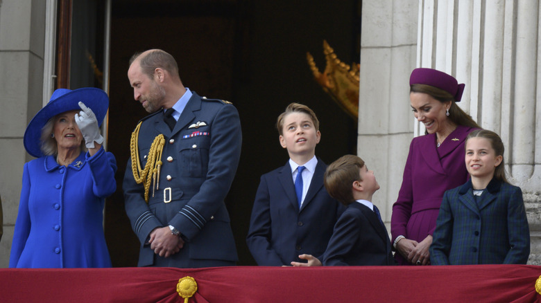 Queen Camilla with Prince William, Kate Middleton, and their children