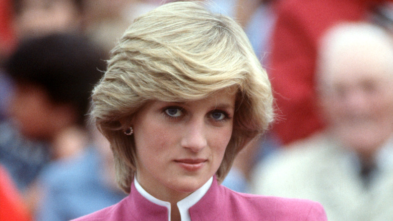 Princess Diana look serious pink dress