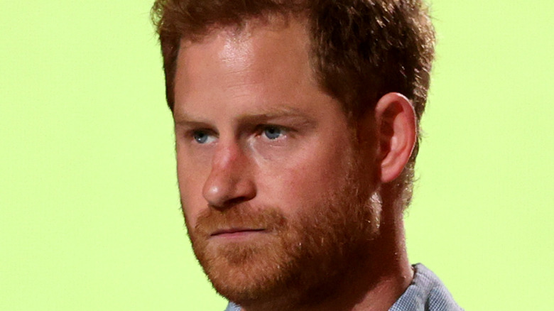 Prince Harry staring sternly