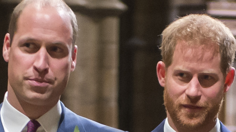 Princes William and Harry with their wives 