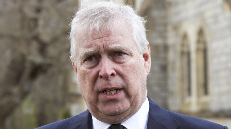 a distressed Prince Andrew 