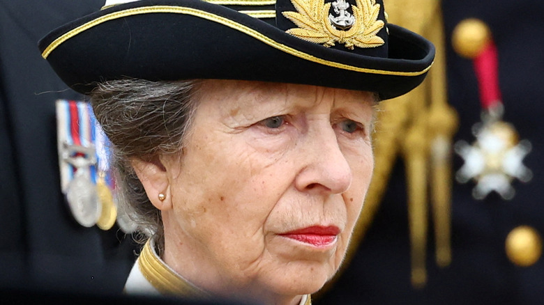 Princess Anne looks sad at Queen Elizabeth funeral