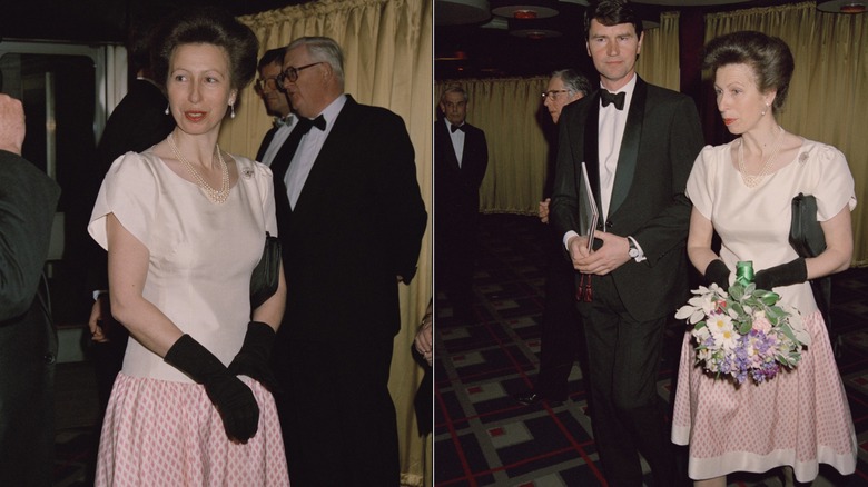Princess Anne at the "Mystery of Edwin Drood" premiere in a pink skirt in 1993