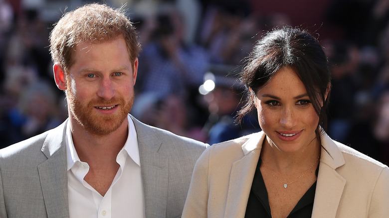 Prince Harry and Meghan Markle on an official visit to Sussex