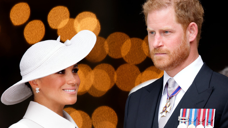 Meghan Markle and Prince Harry attend the thanksgiving service at the Platinum Jubilee