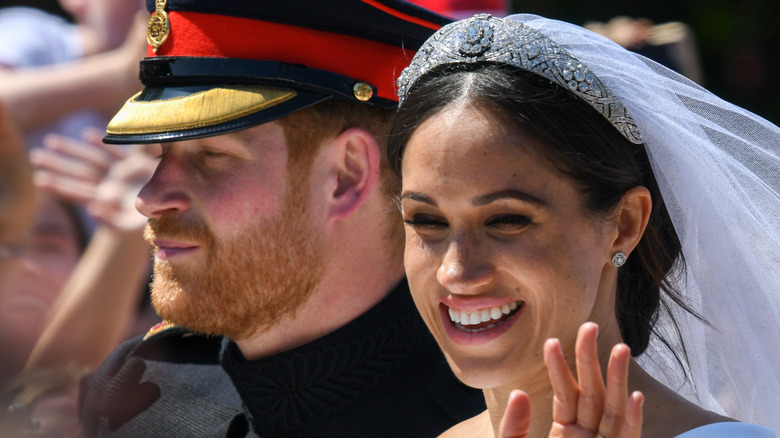 Prince Harry and Meghan Markle on their wedding day