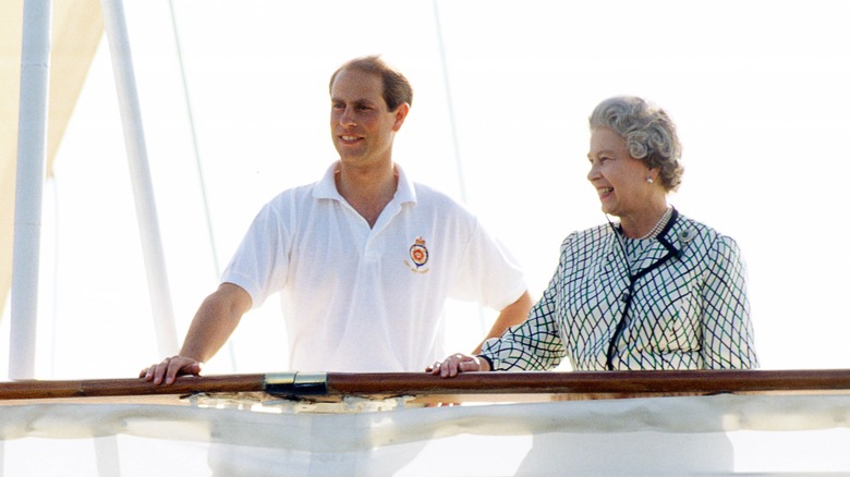 Queen Elizabeth II Prince Edward on yacht