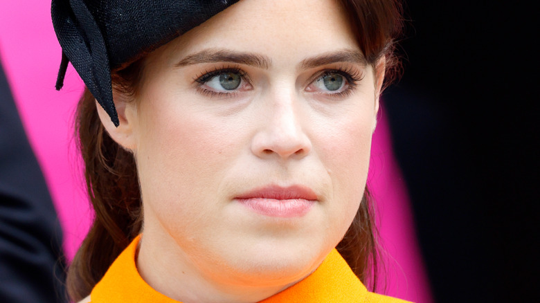 Princess Eugenie in black headpiece