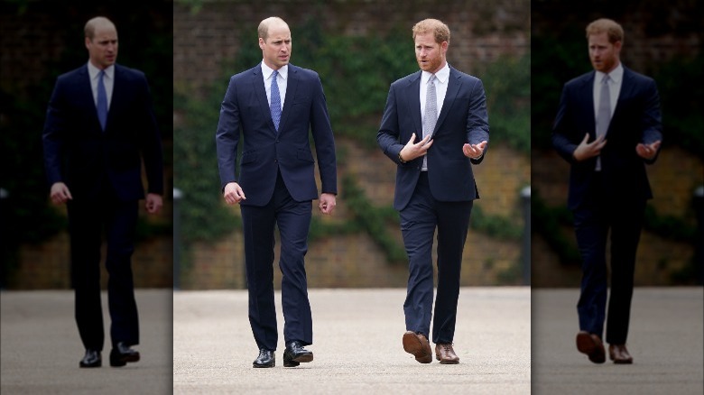 Princes William and Harry at Diana's statue unveiling
