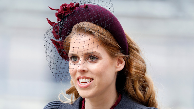 Princess Beatrice wearing a fascinator at a Thanksgiving service