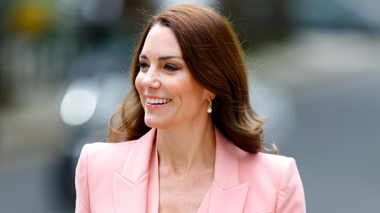 Close up of Princess Catherine in pink blazer