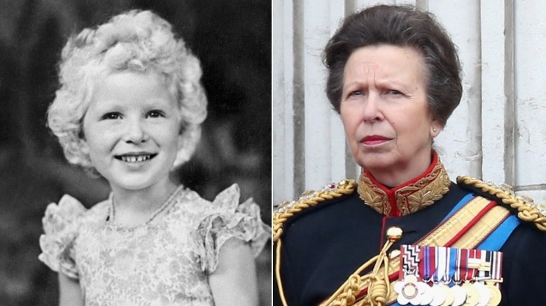 Princess Anne at 4 years old and Princess Anne in present day