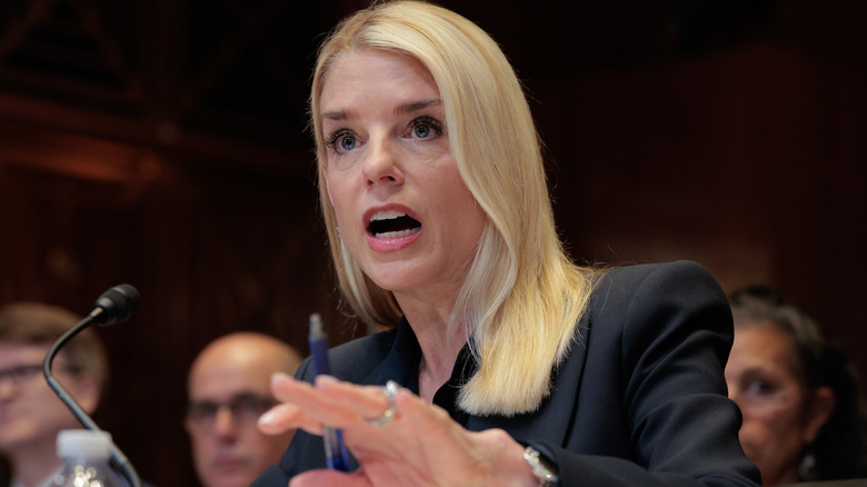Attorney General Pam Bondi testifies before the Senate Appropriations Committee Subcommittee on Commerce, Justice, Science, and Related Agencies in the Dirksen Senate Office Building on Capitol Hill on June 25, 2025 in Washington, DC