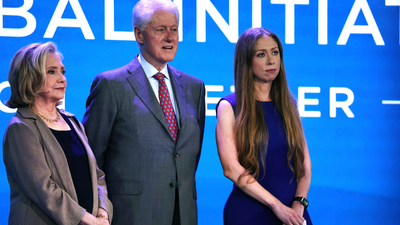 Hillary Clinton, Bill Clinton, and Chelsea Clinton take the stage