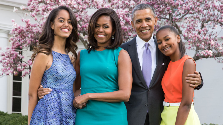 The Obamas rose garden portrait