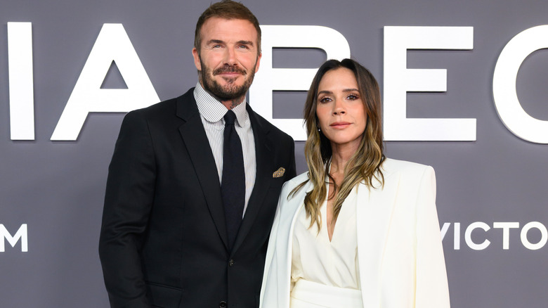 David Beckham and Victoria Beckham attend the "Victoria Beckham" World Premiere at the Curzon Mayfair on October 08, 2025 in London, England.