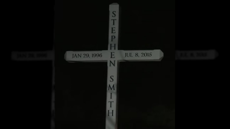 A roadside cross dedicated to Stephen Smith