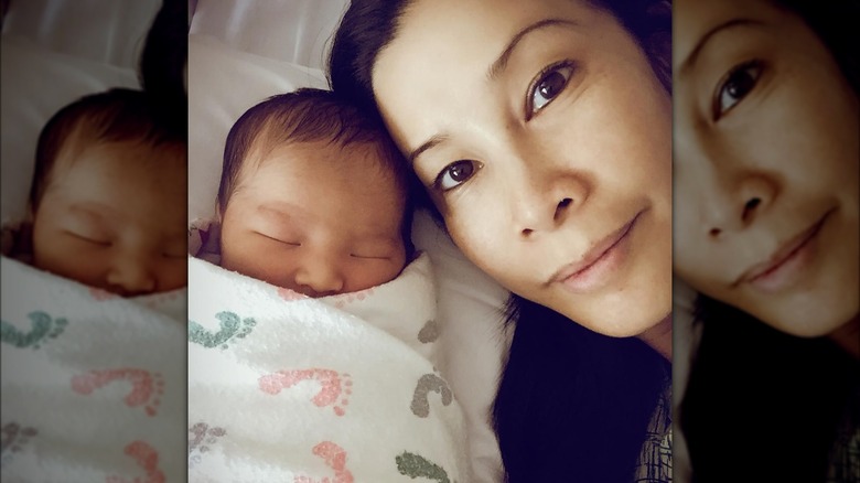 Lisa with a 3-day-old baby Ray