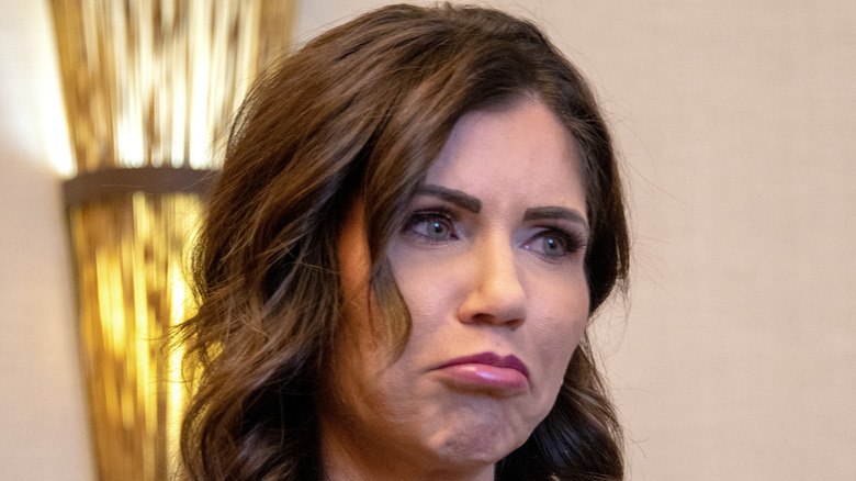 Kristi Noem makes a pouty face