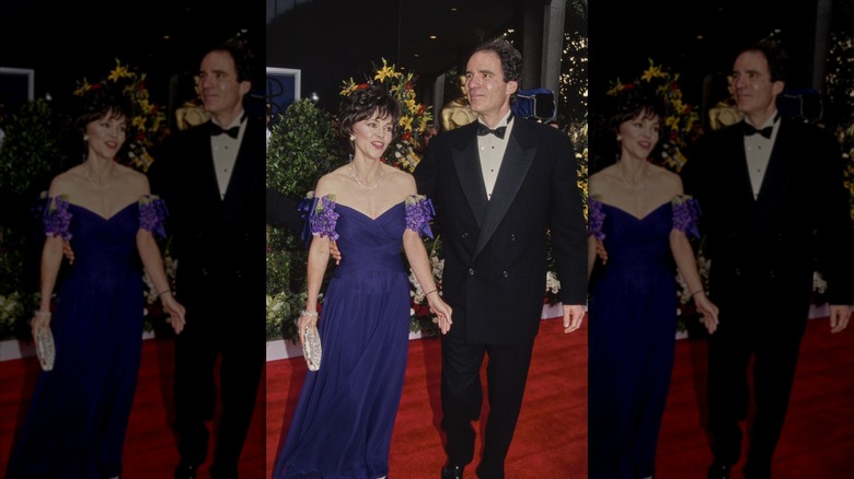 Sally Field and Alan Greisman walking together at the 1992 Oscars