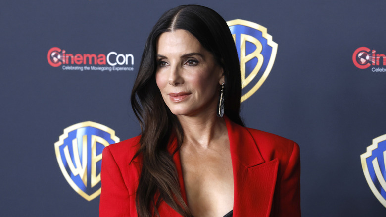 Sandra Bullock posing on step-and-repeat