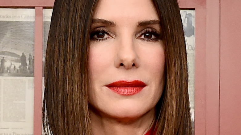 Sandra Bullock poses on the red carpet