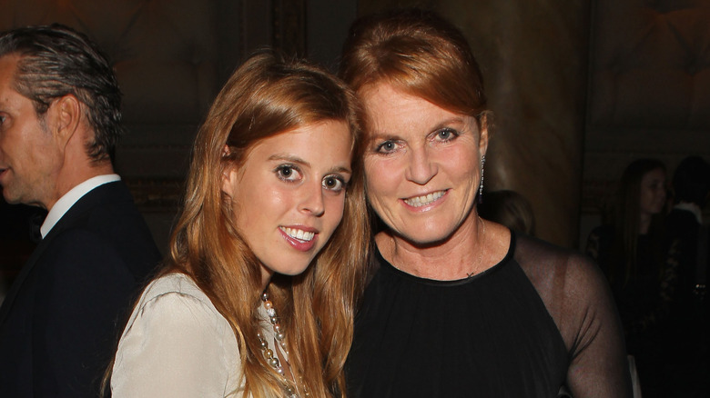 Princess Beatrice and Sarah Ferguson posing at event