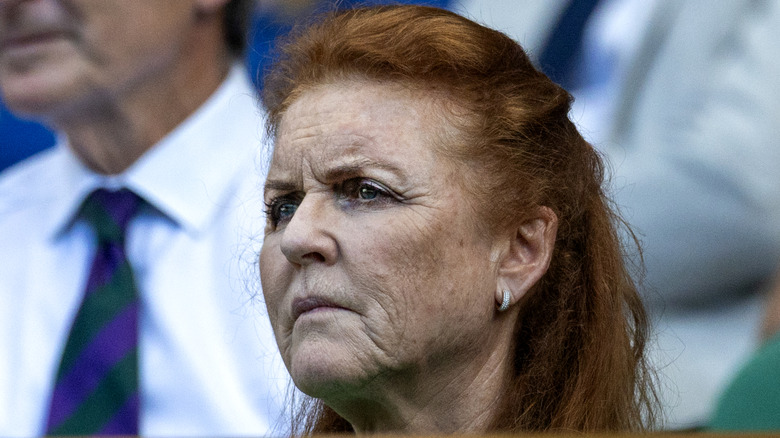 Sarah Ferguson looking serious