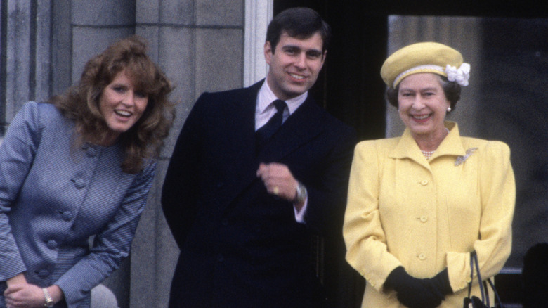 Sarah Ferguson, Prince Andrew, and Queen Elizabeth II