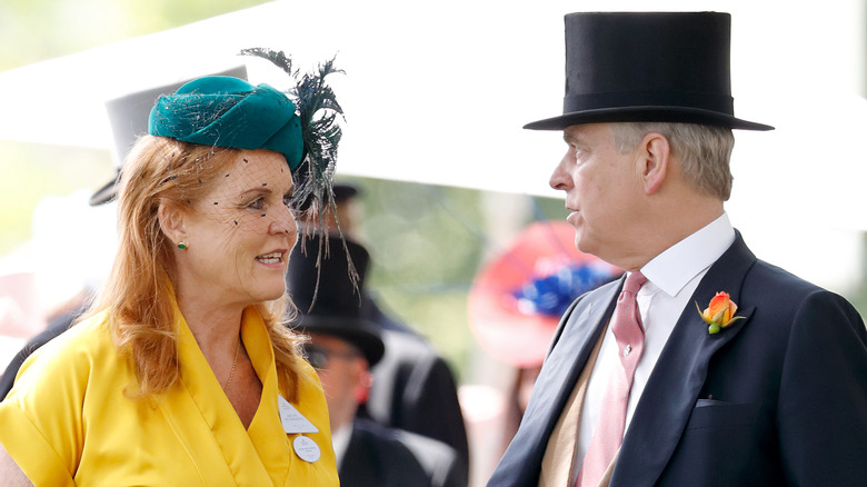 Sarah Ferguson and Prince Andrew talking to each other