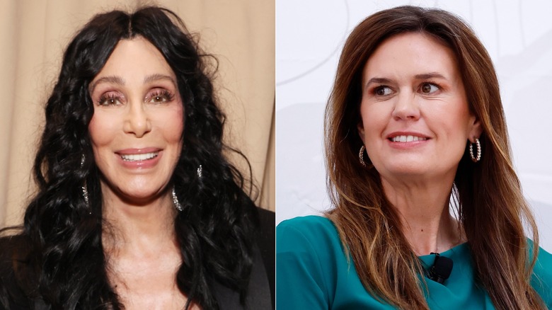 Side-by-side photos of Cher and Sarah Huckabee Sanders