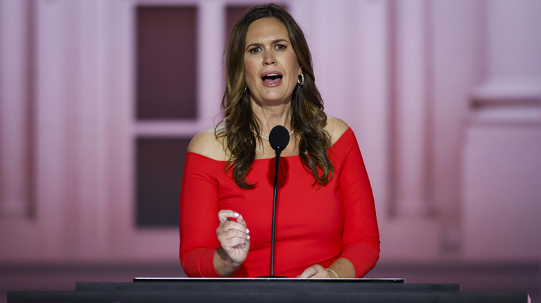 Sarah Huckabee Sanders giving a speech