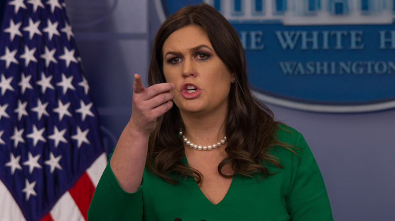 Sarah Huckabee Sanders pointing