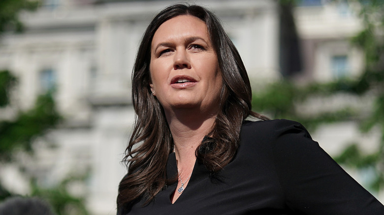 Sarah Huckabee Sanders looking deep in thought