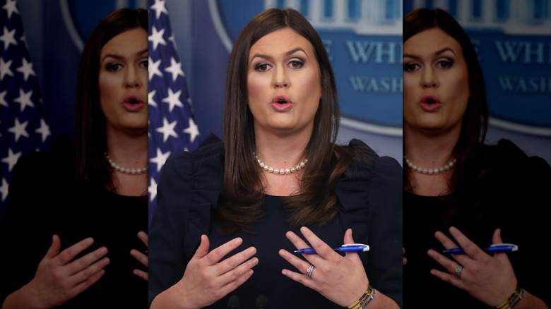 Sarah Huckabee Sanders talking