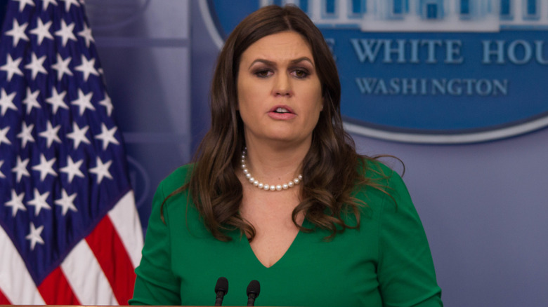 Sarah Huckabee Sanders looking concerned
