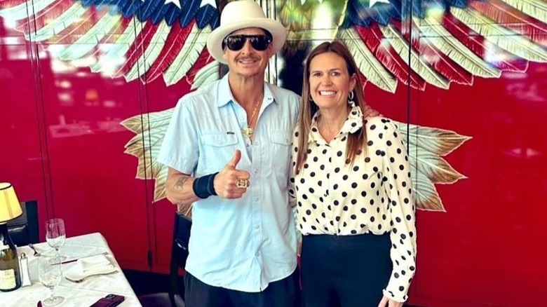 Kid Rock and Sarah Huckabee Sanders pose together in Nashville, TN (2025)