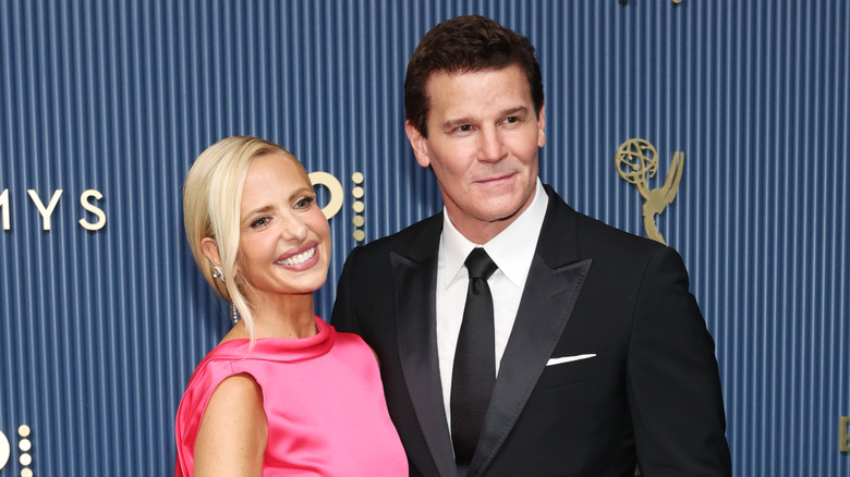 Sarah Michelle Gellar and David Boreanaz on the Emmys 2026 red carpet