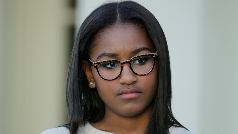 Sasha Obama wearing glasses