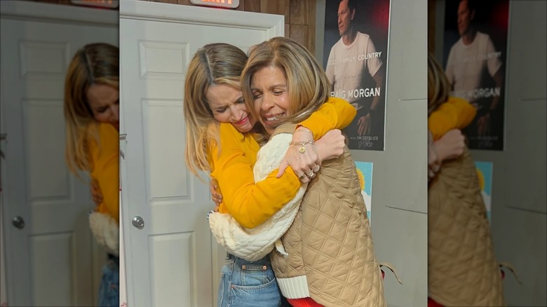 Savannah Guthrie and Hoda Kotb hugging each other tightly