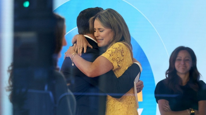 Savannah Guthrie hugs Carson Daly at the "TODAY" show in New York City, NY (2026)