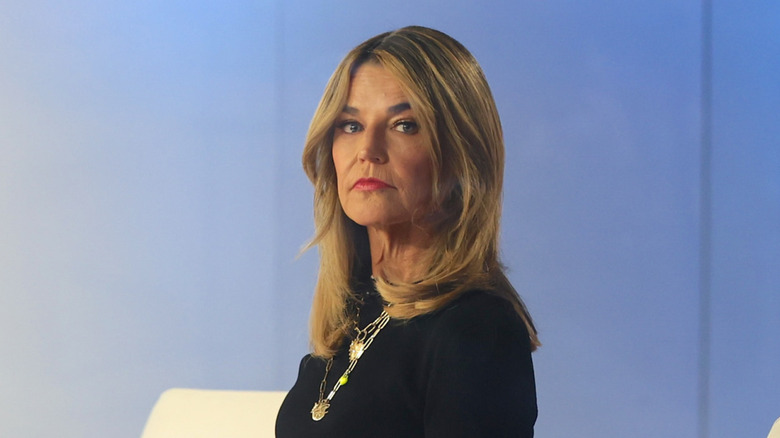Savannah Guthrie looking serious on the set of Today