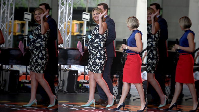 Savannah Guthrie in a black-and-white floral dress
