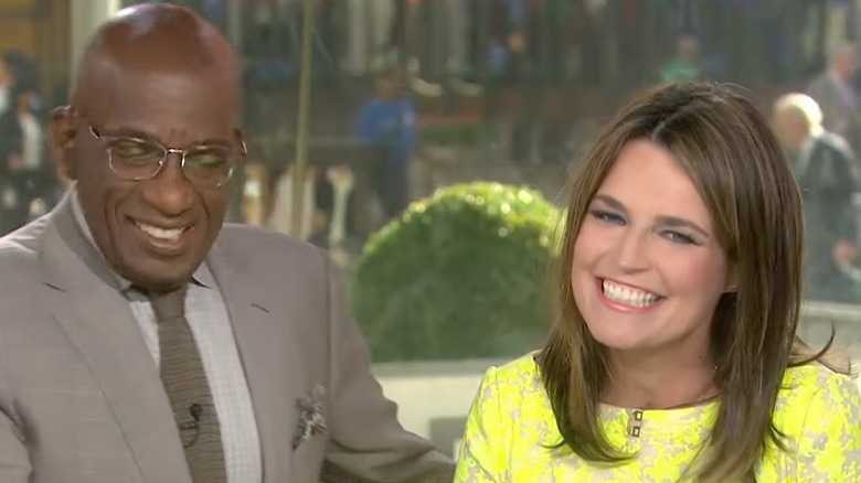 Al Roker smiling and Savannah Guthrie announcing her second pregnancy on Today in 2016